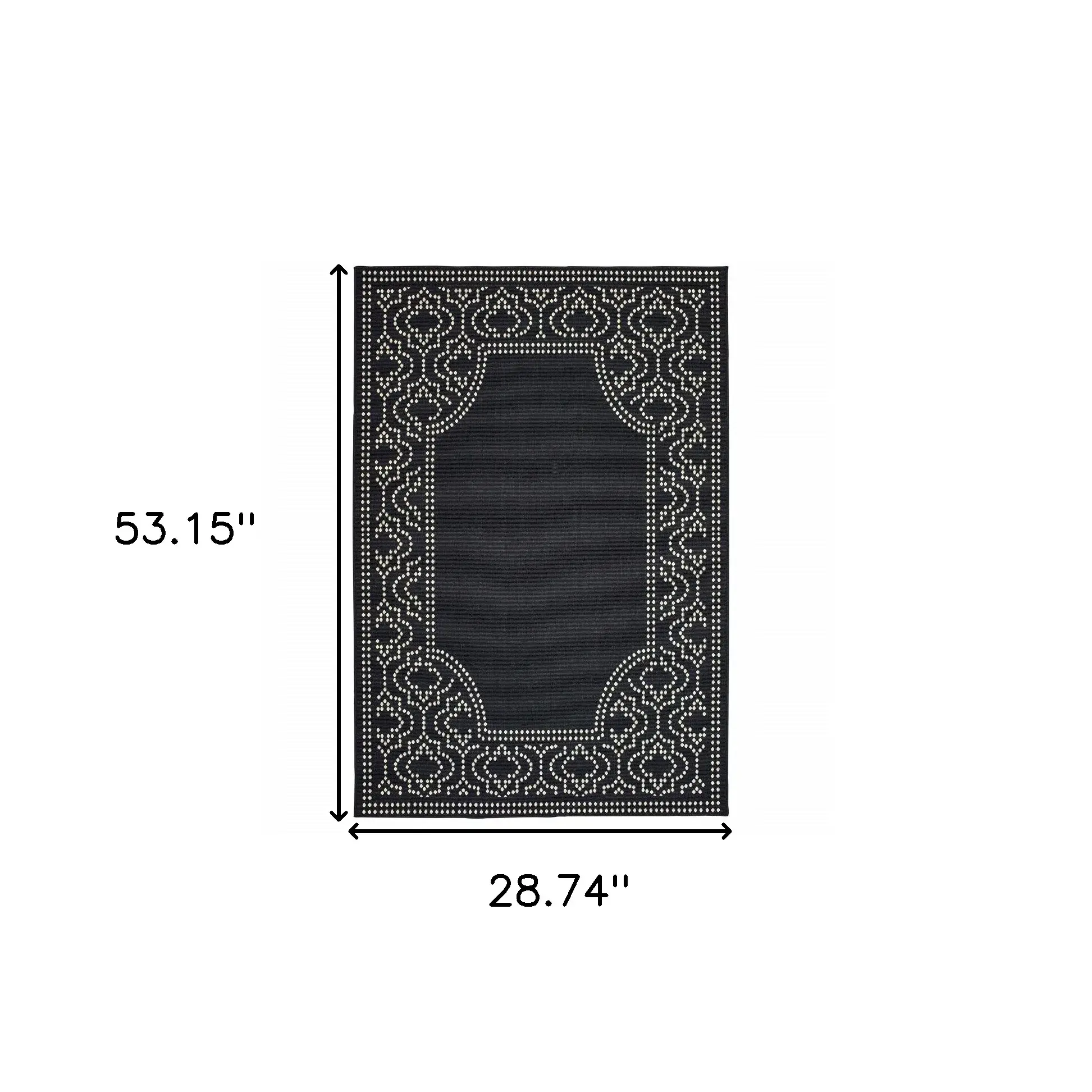 2' X 4' Black and Ivory Stain Resistant Indoor Outdoor Area Rug - Image 5