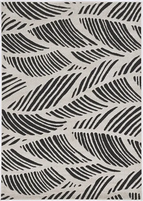2' X 4' Black and White Abstract Indoor Outdoor Area Rug - Image 4