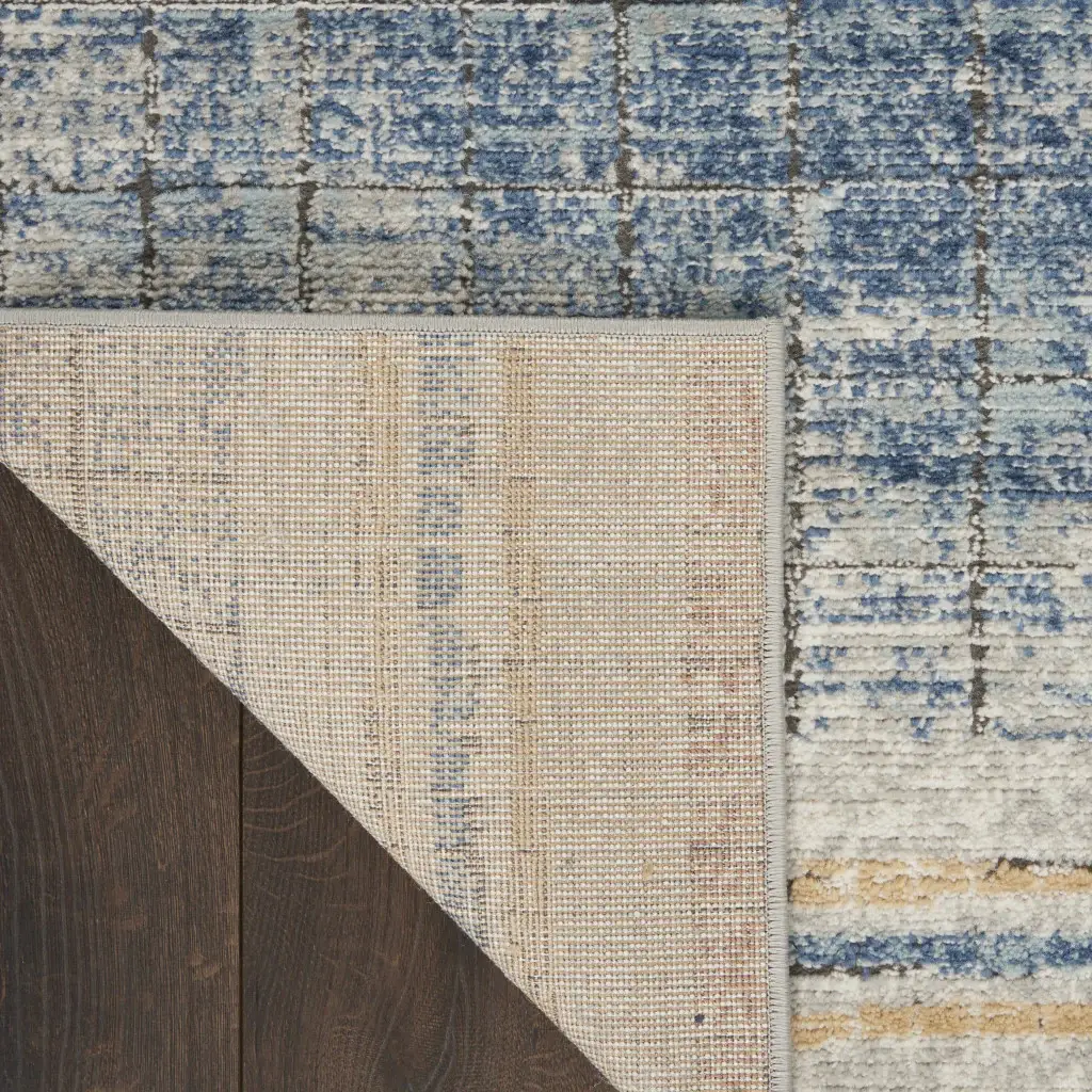 2' X 4' Blue Abstract Power Loom Distressed Non Skid Area Rug - Image 6