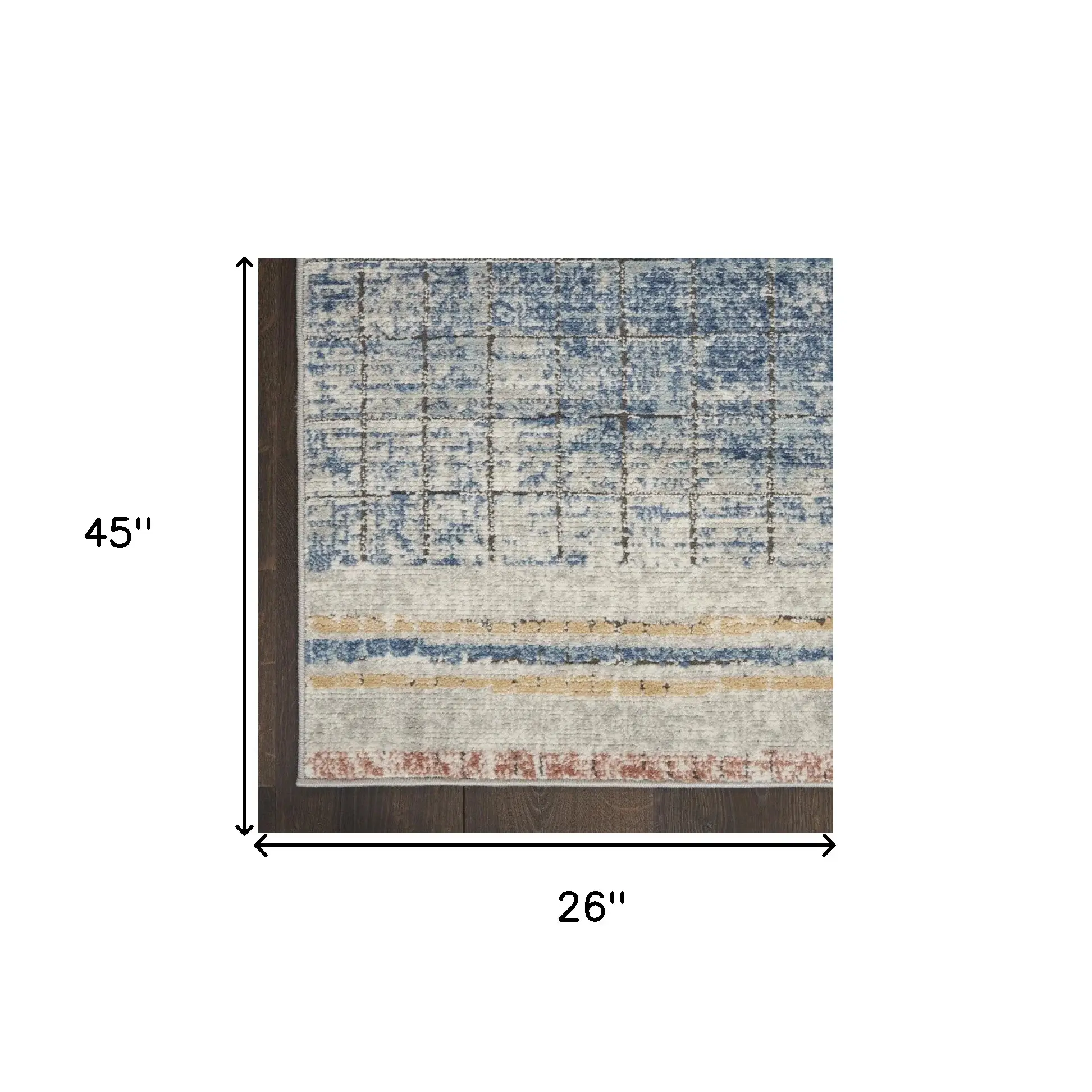 2' X 4' Blue Abstract Power Loom Distressed Non Skid Area Rug - Image 8