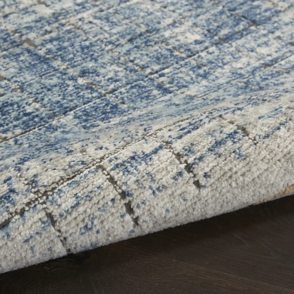 2' X 4' Blue Abstract Power Loom Distressed Non Skid Area Rug - Image 9