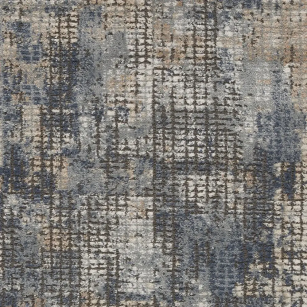 2' X 4' Blue And Beige Abstract Power Loom Distressed Non Skid Area Rug - Image 6