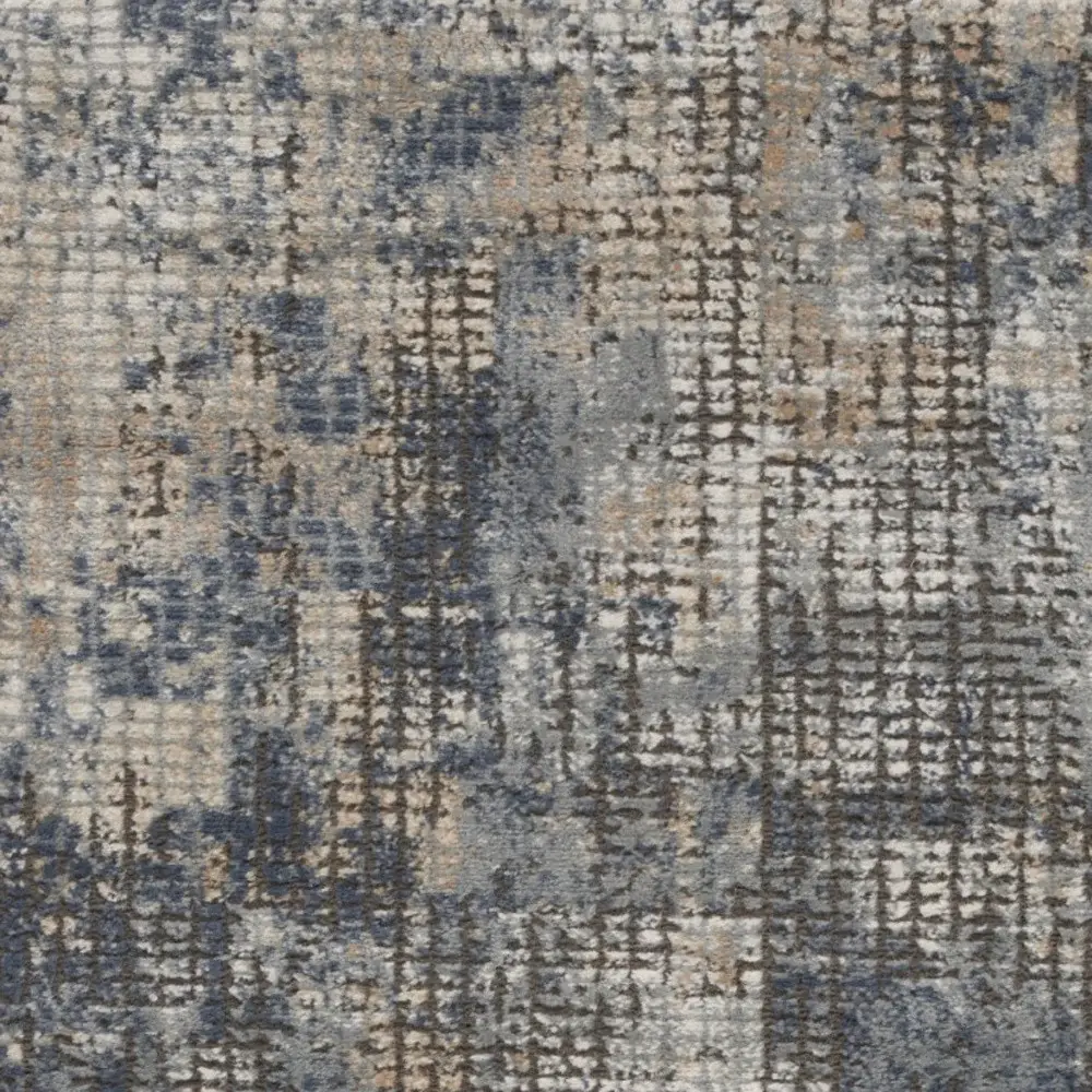 2' X 4' Blue And Beige Abstract Power Loom Distressed Non Skid Area Rug - Image 8