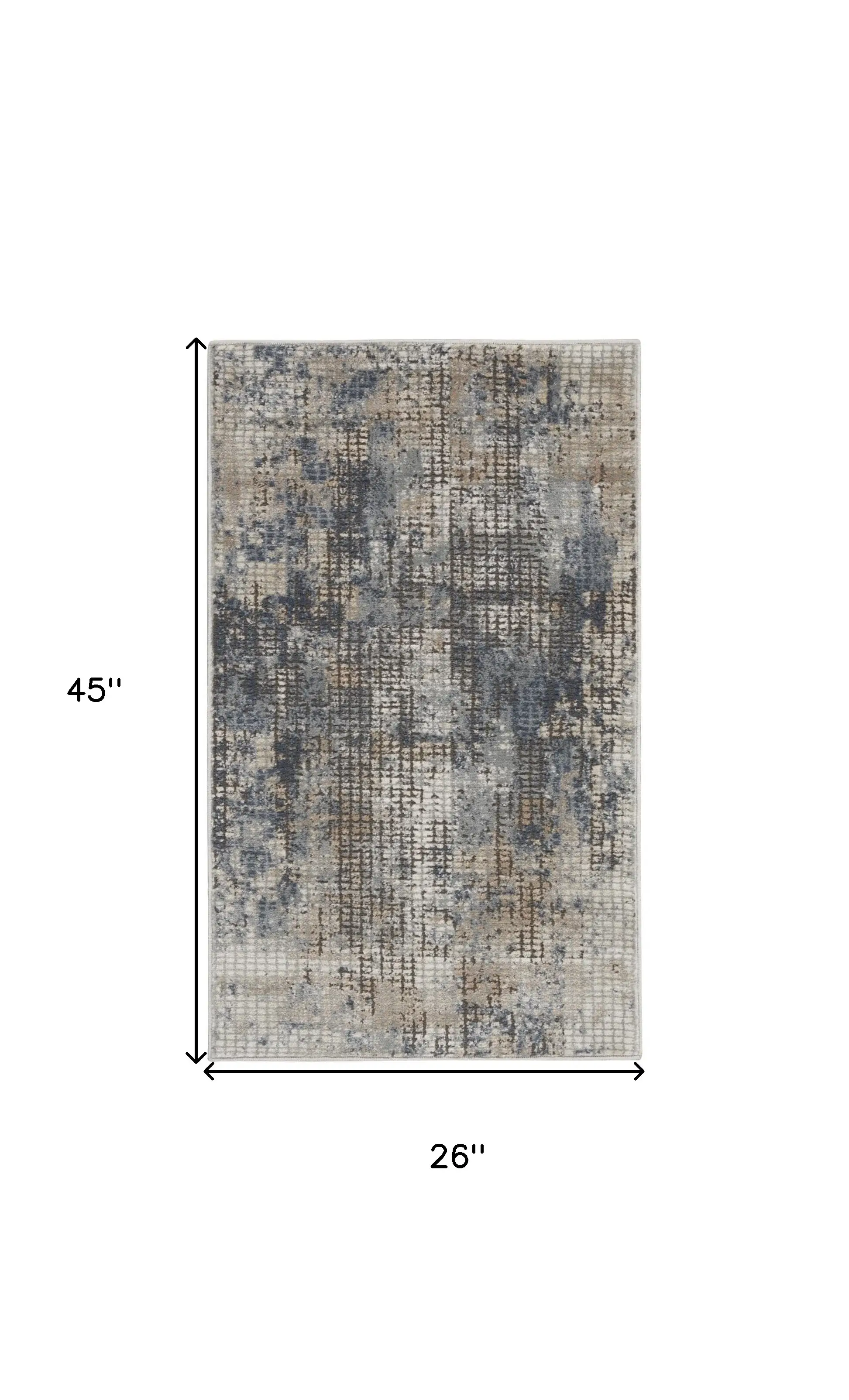 2' X 4' Blue And Beige Abstract Power Loom Distressed Non Skid Area Rug - Image 9