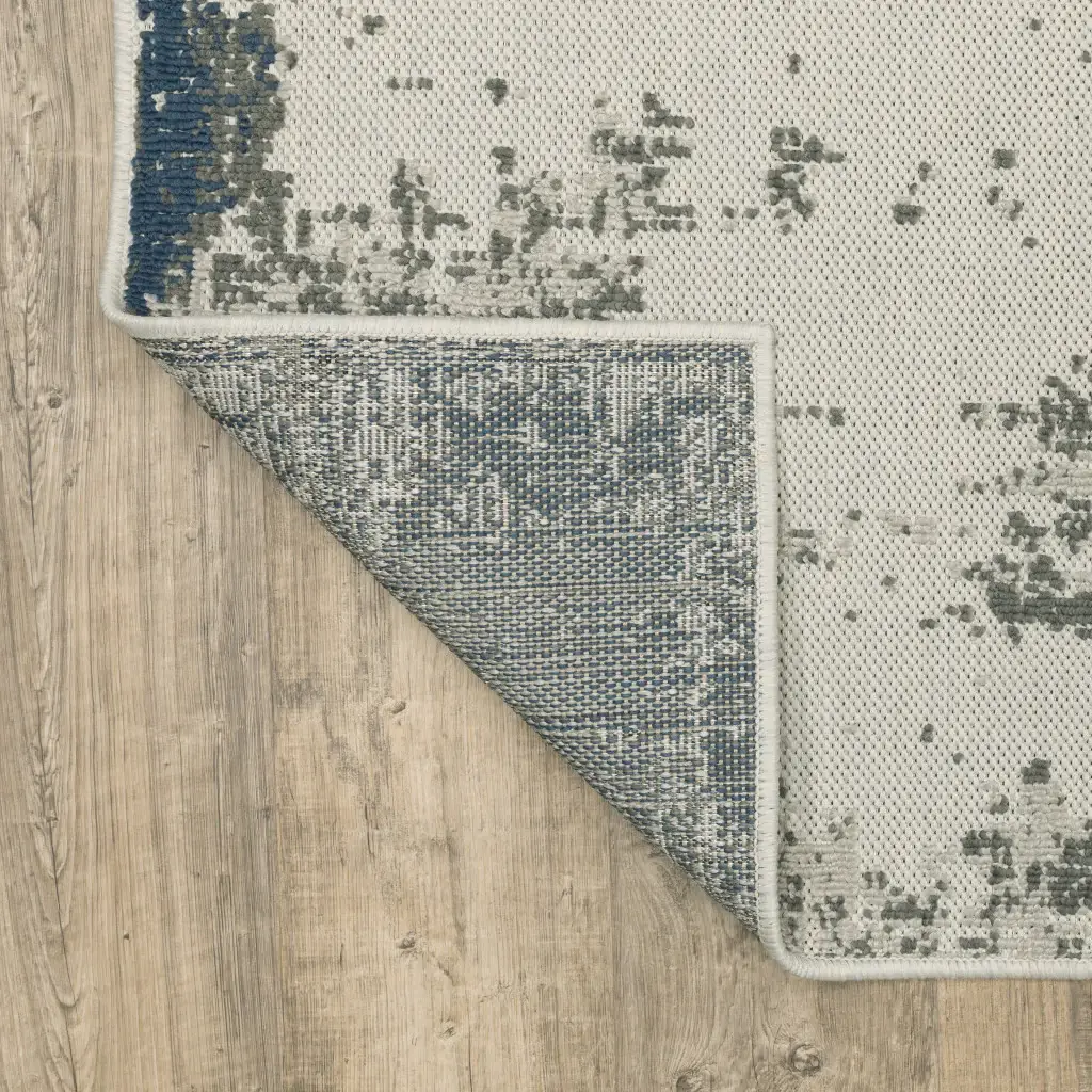 2' X 4' Blue and Beige Abstract Stain Resistant Indoor Outdoor Area Rug - Image 5