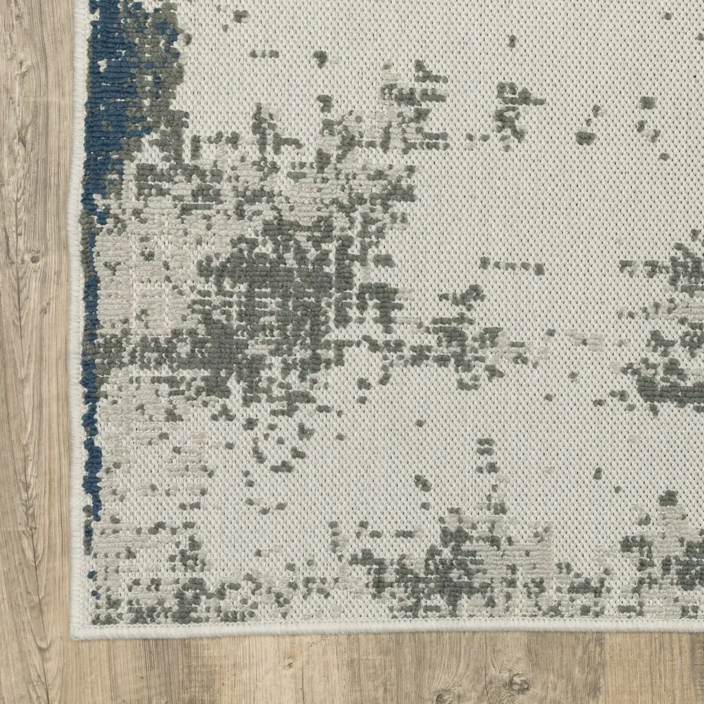 2' X 4' Blue and Beige Abstract Stain Resistant Indoor Outdoor Area Rug - Image 6
