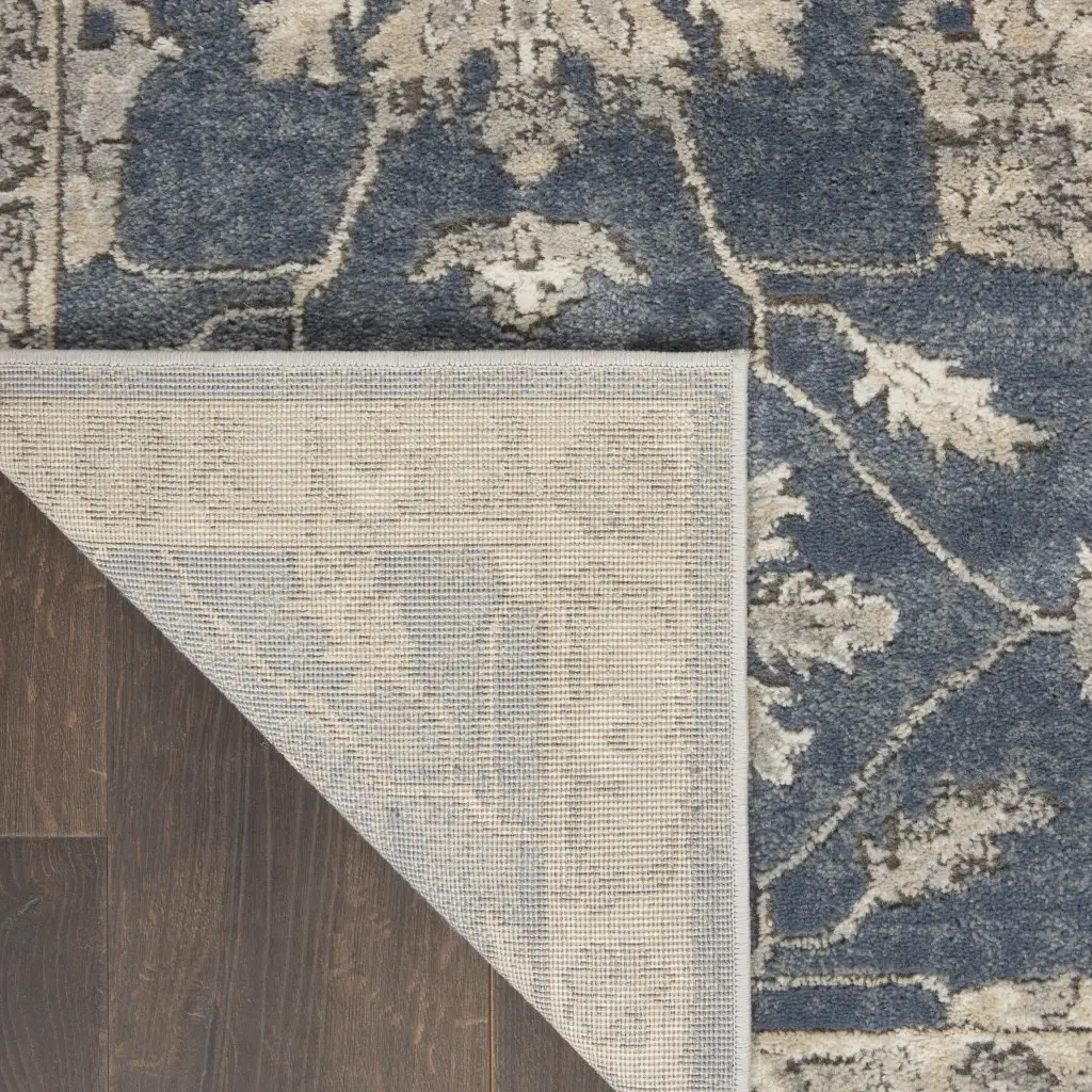 2' X 4' Blue And Beige Oriental Non Skid Area Rug - Image 3