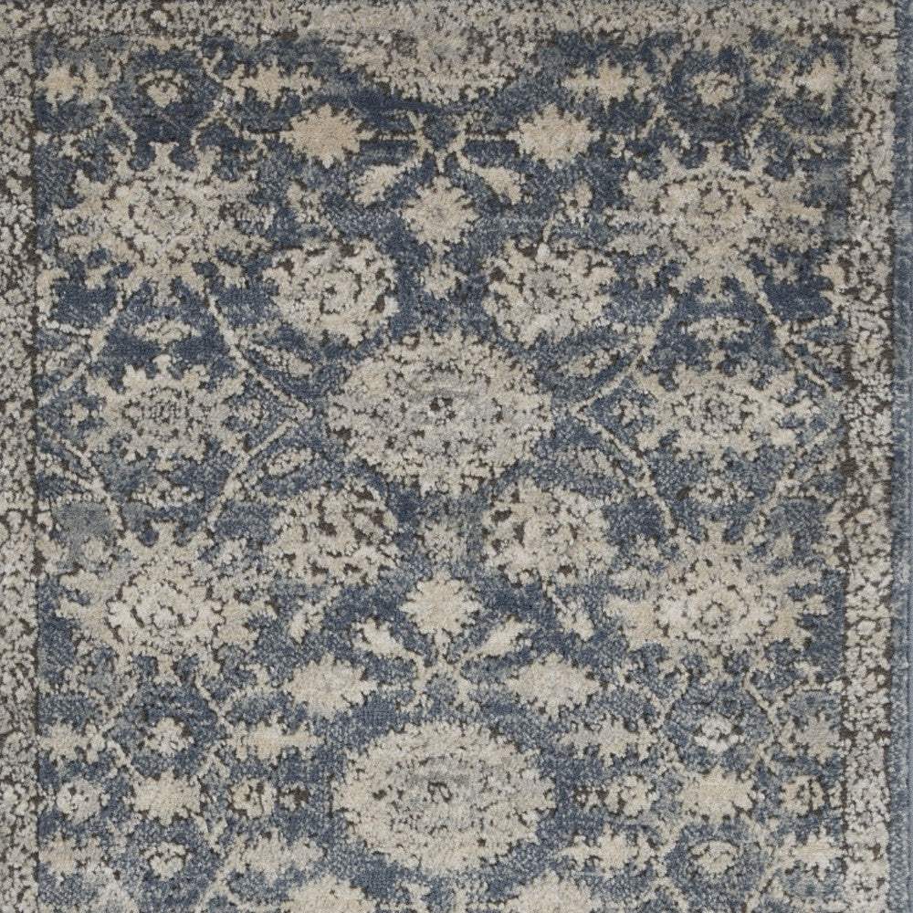 2' X 4' Blue And Beige Oriental Non Skid Area Rug - Image 7