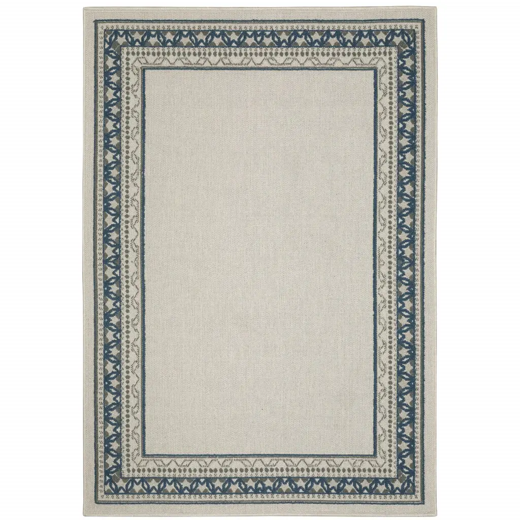 2' X 4' Blue and Beige Stain Resistant Indoor Outdoor Area Rug - Image 2
