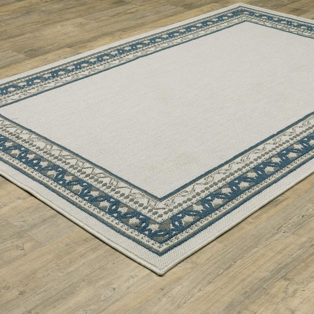 2' X 4' Blue and Beige Stain Resistant Indoor Outdoor Area Rug - Image 7