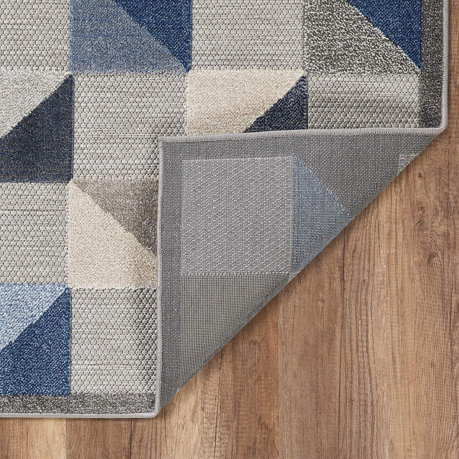 2' X 4' Blue And Gray Geometric Stain Resistant Indoor Outdoor Area Rug - Image 2