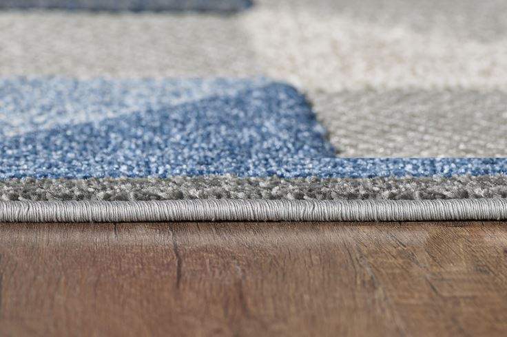 2' X 4' Blue And Gray Geometric Stain Resistant Indoor Outdoor Area Rug - Image 6