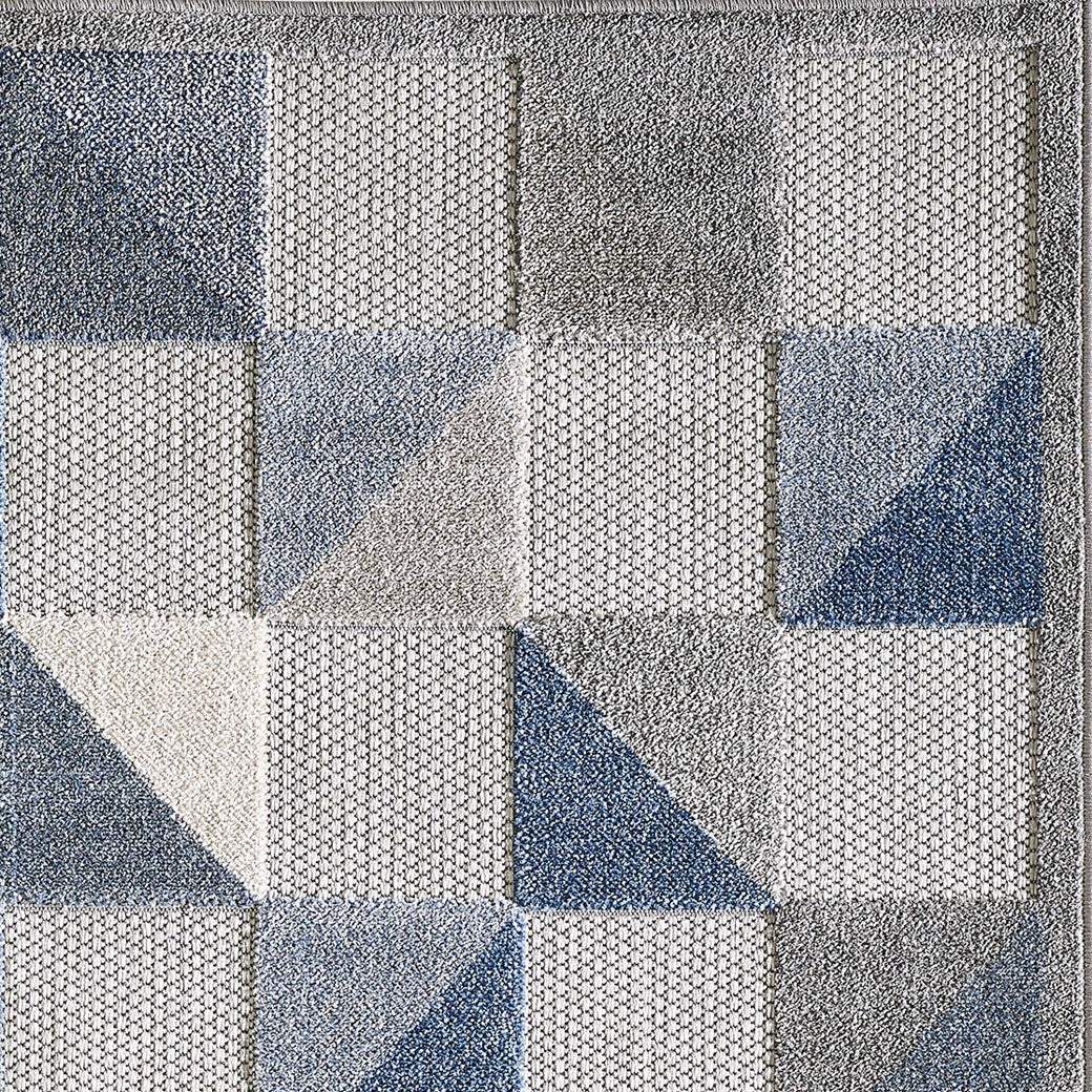 2' X 4' Blue And Gray Geometric Stain Resistant Indoor Outdoor Area Rug - Image 7