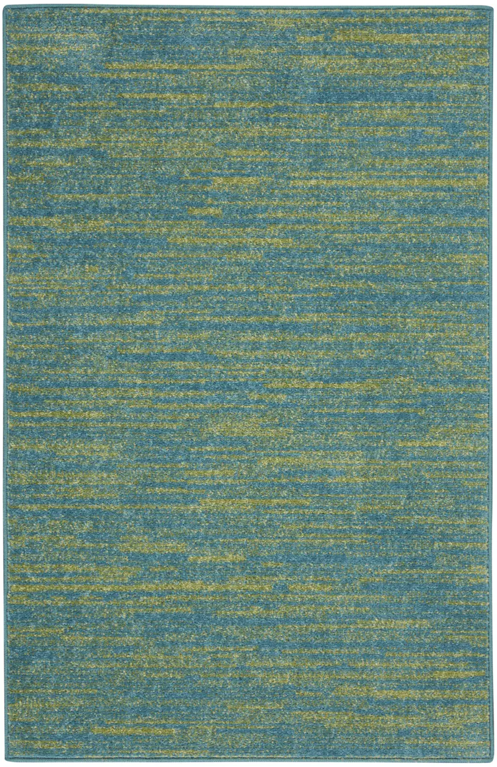 2' X 4' Blue And Green Striped Non Skid Indoor Outdoor Runner Rug - Image 3