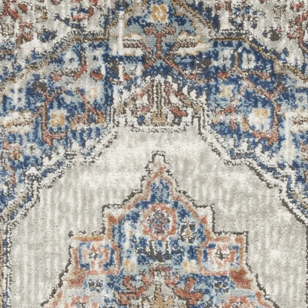 2' X 4' Blue And Grey Oriental Power Loom Non Skid Area Rug - Image 4