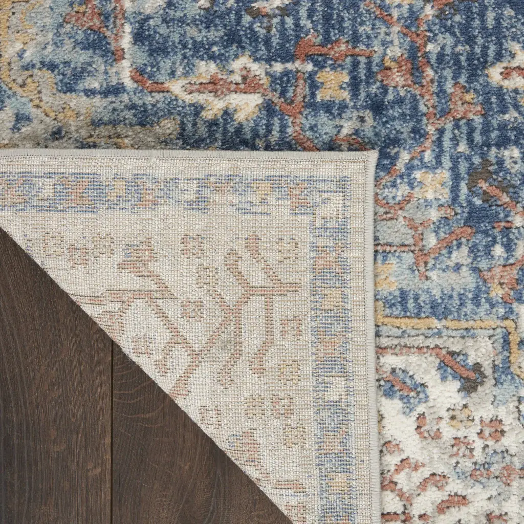 2' X 4' Blue And Grey Oriental Power Loom Non Skid Area Rug - Image 7
