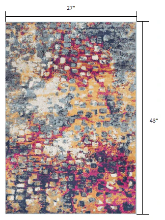 2' X 4' Blue and Ivory Abstract Area Rug - Image 3