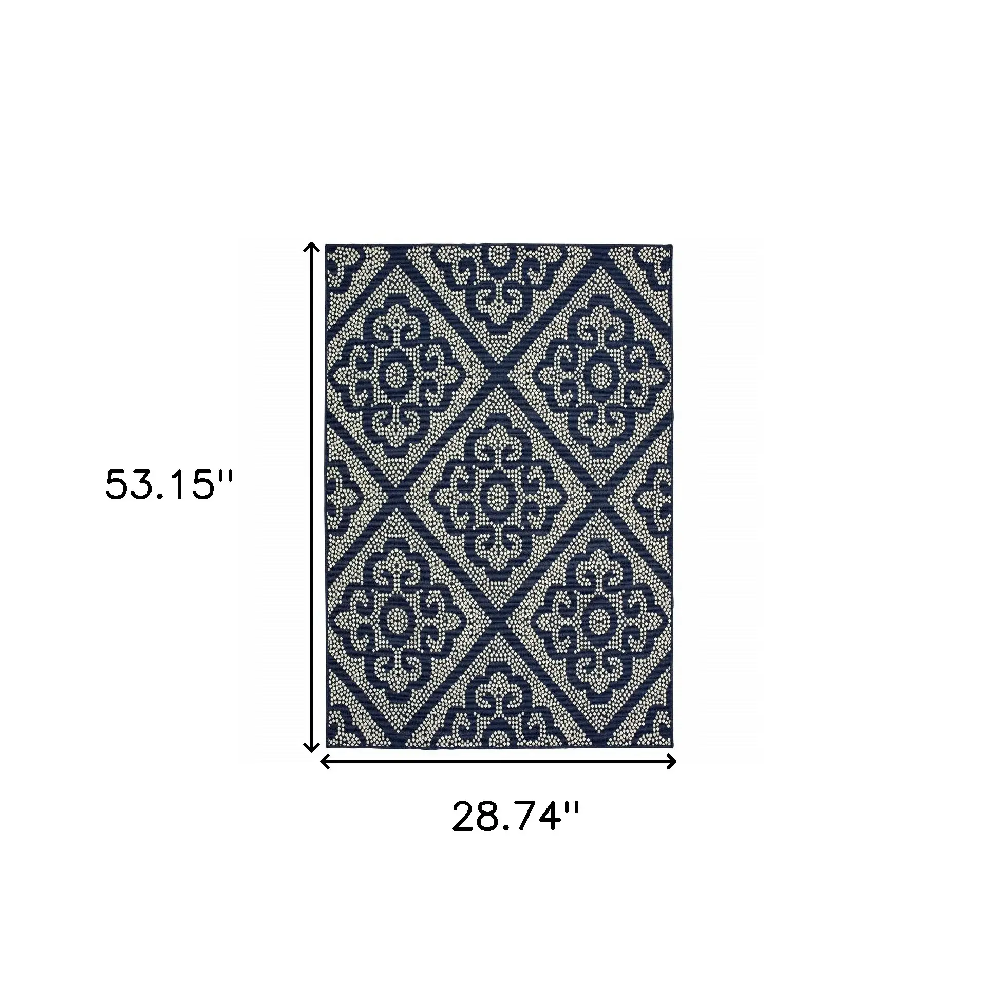 2' X 4' Blue and Ivory Geometric Stain Resistant Indoor Outdoor Area Rug - Image 5