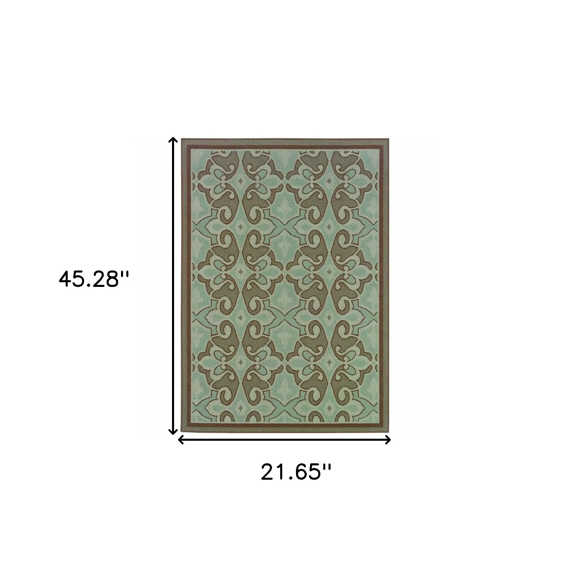 2' X 4' Blue Oriental Stain Resistant Indoor Outdoor Area Rug - Image 5