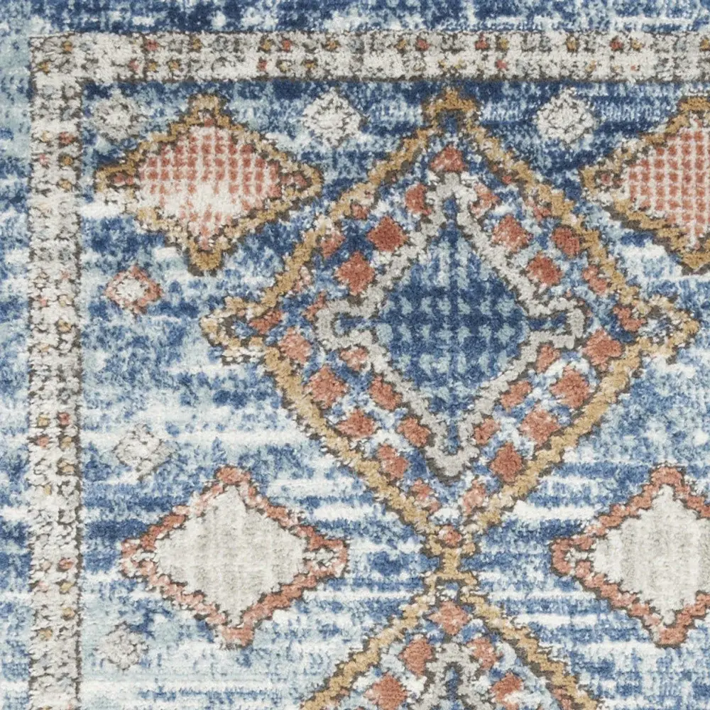 2' X 4' Blue Southwestern Power Loom Non Skid Area Rug - Image 3