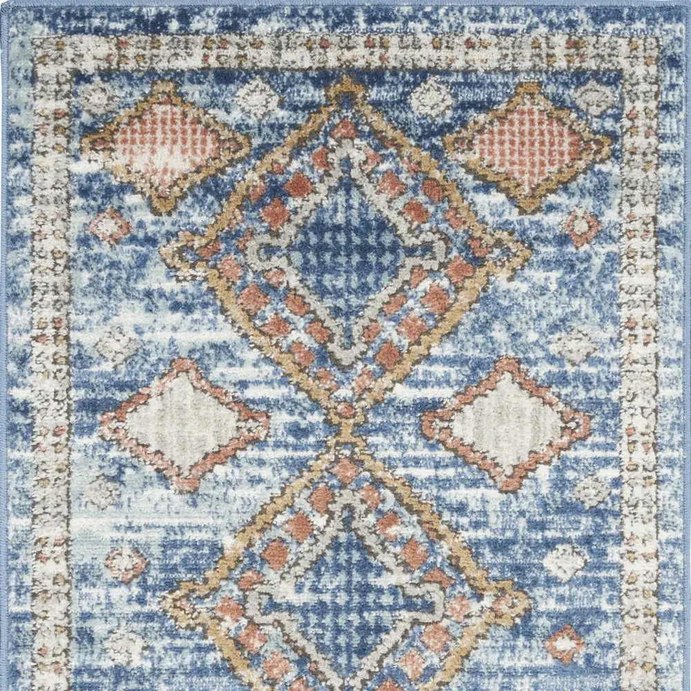 2' X 4' Blue Southwestern Power Loom Non Skid Area Rug - Image 4