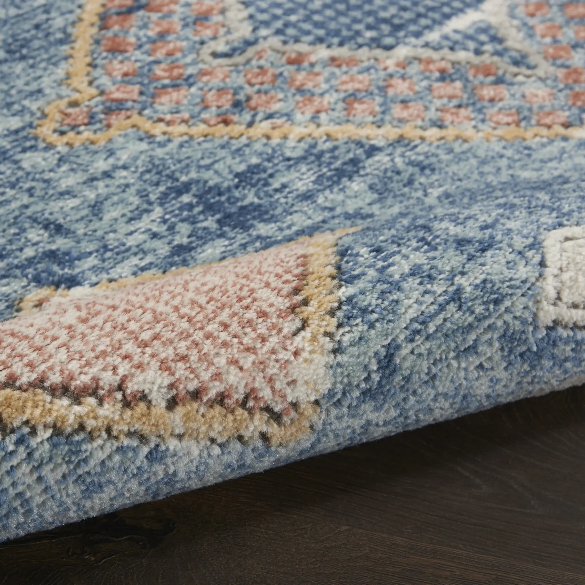 2' X 4' Blue Southwestern Power Loom Non Skid Area Rug - Image 7