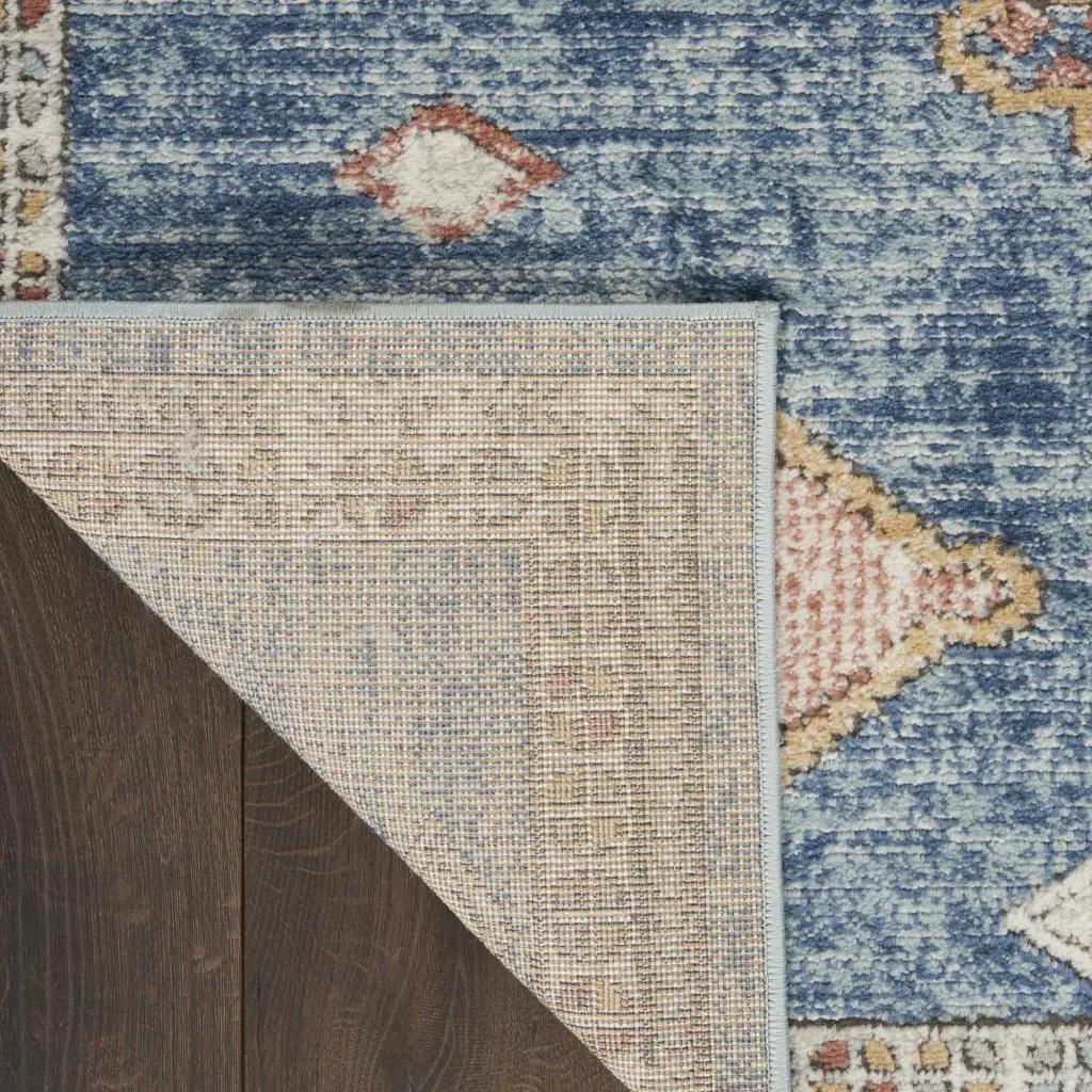2' X 4' Blue Southwestern Power Loom Non Skid Area Rug - Image 8