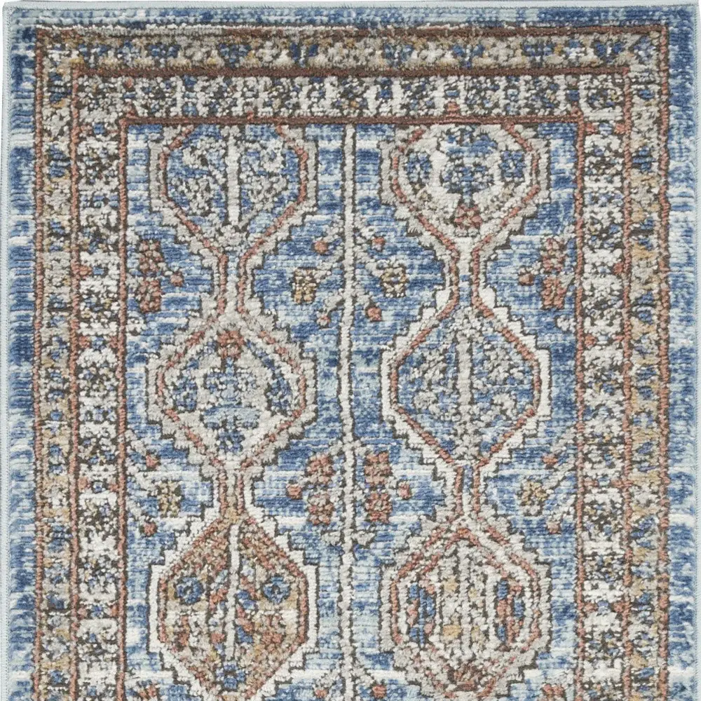 2' X 4' Blue Southwestern Power Loom Non Skid Area Rug - Image 3