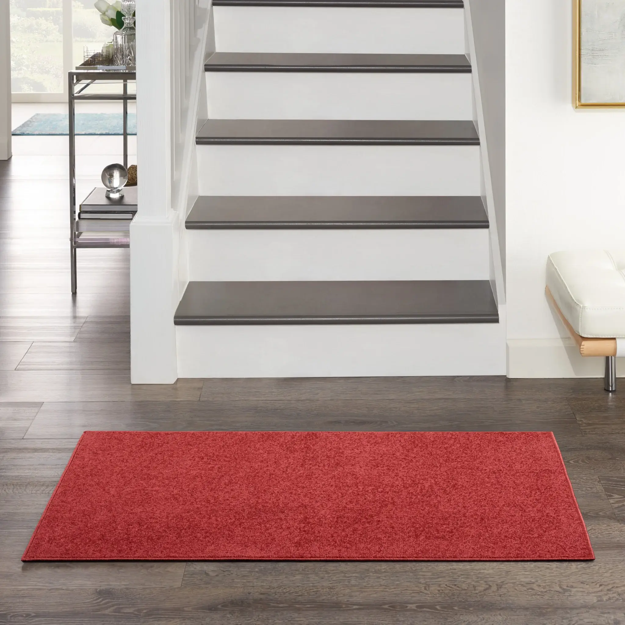 2' X 4' Brick Red Non Skid Indoor Outdoor Runner Rug - Image 4