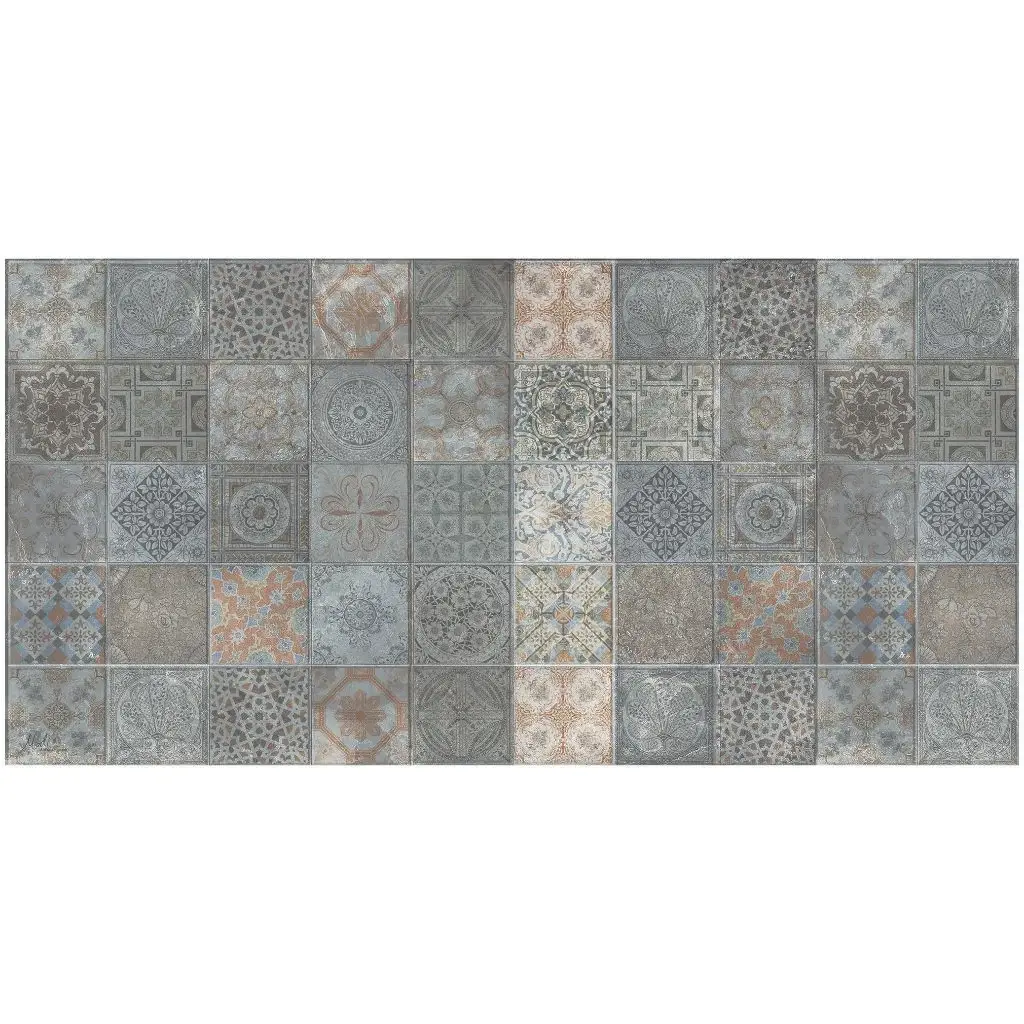 2' X 4' Brown And Gray Mosaic Tile Printed Vinyl Area Rug with UV Protection - Image 2