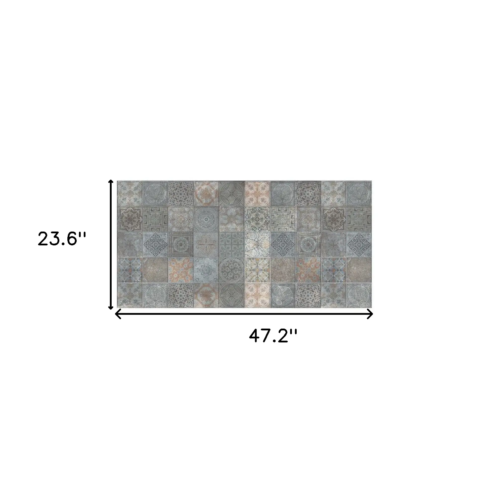 2' X 4' Brown And Gray Mosaic Tile Printed Vinyl Area Rug with UV Protection - Image 3