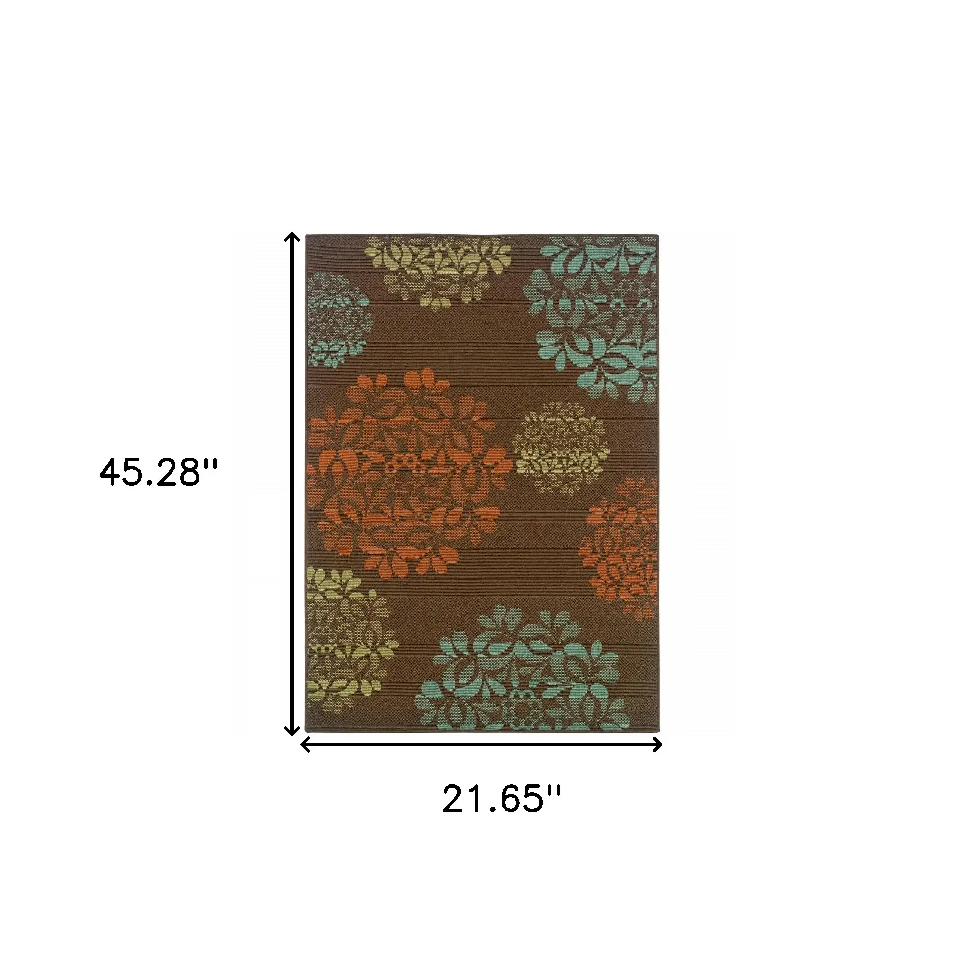 2' X 4' Brown Floral Stain Resistant Indoor Outdoor Area Rug - Image 6