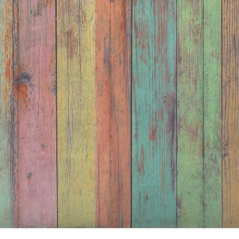 2' X 4' Distressed Aqua Green And Pink Printed Vinyl Area Rug With UV Protection - Image 2