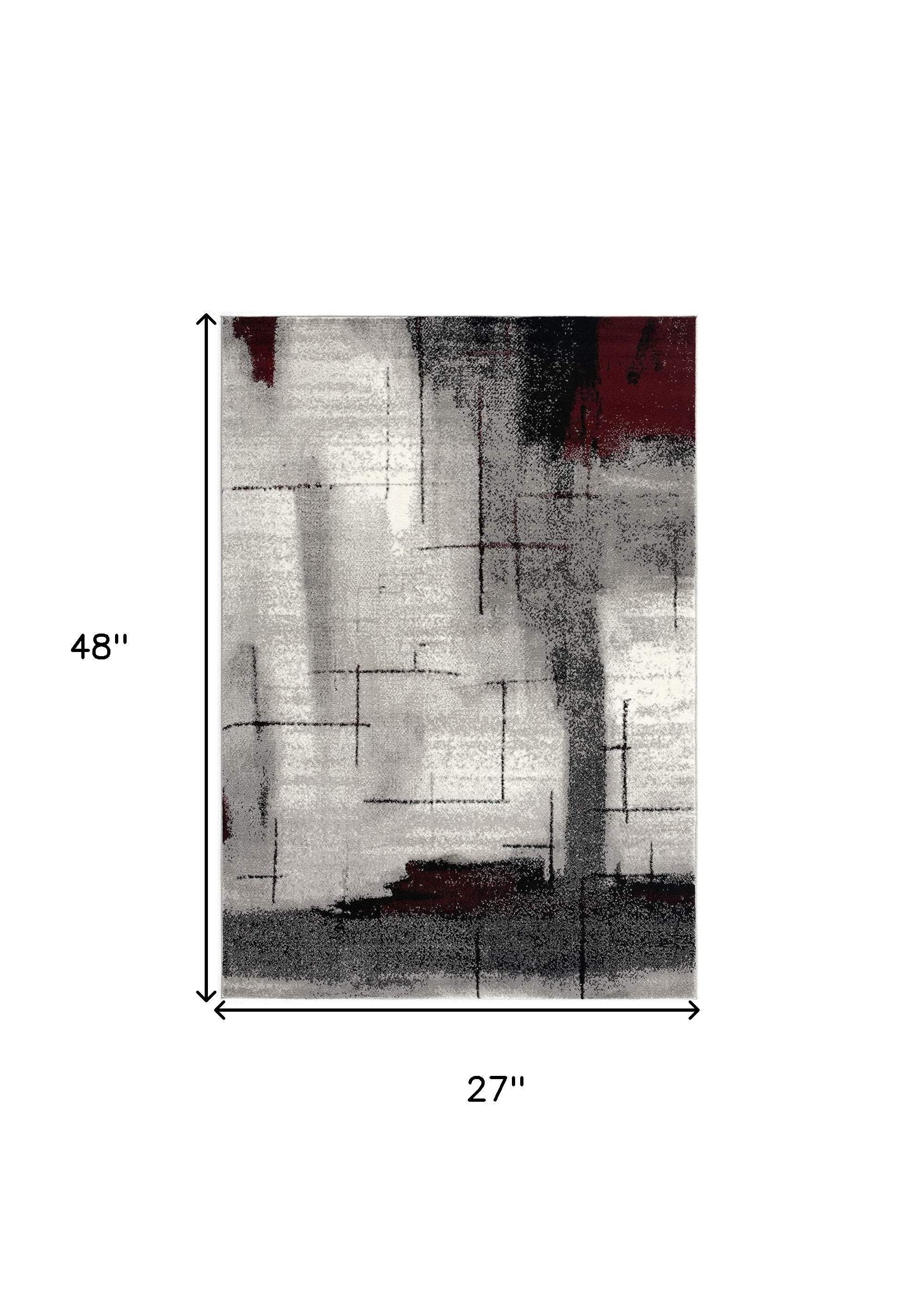 2' X 4' Gray Abstract Dhurrie Area Rug - Image 3