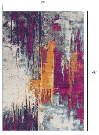 2' X 4' Gray and Ivory Abstract Area Rug - Image 3
