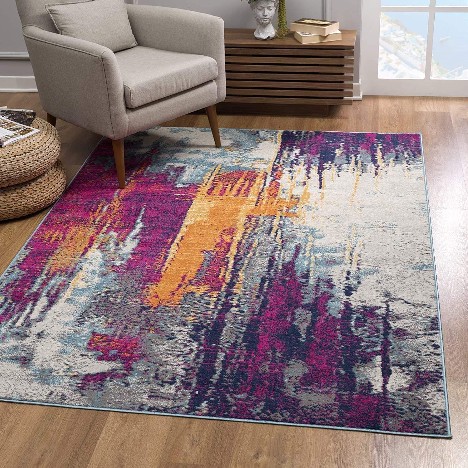 2' X 4' Gray and Ivory Abstract Area Rug - Image 4