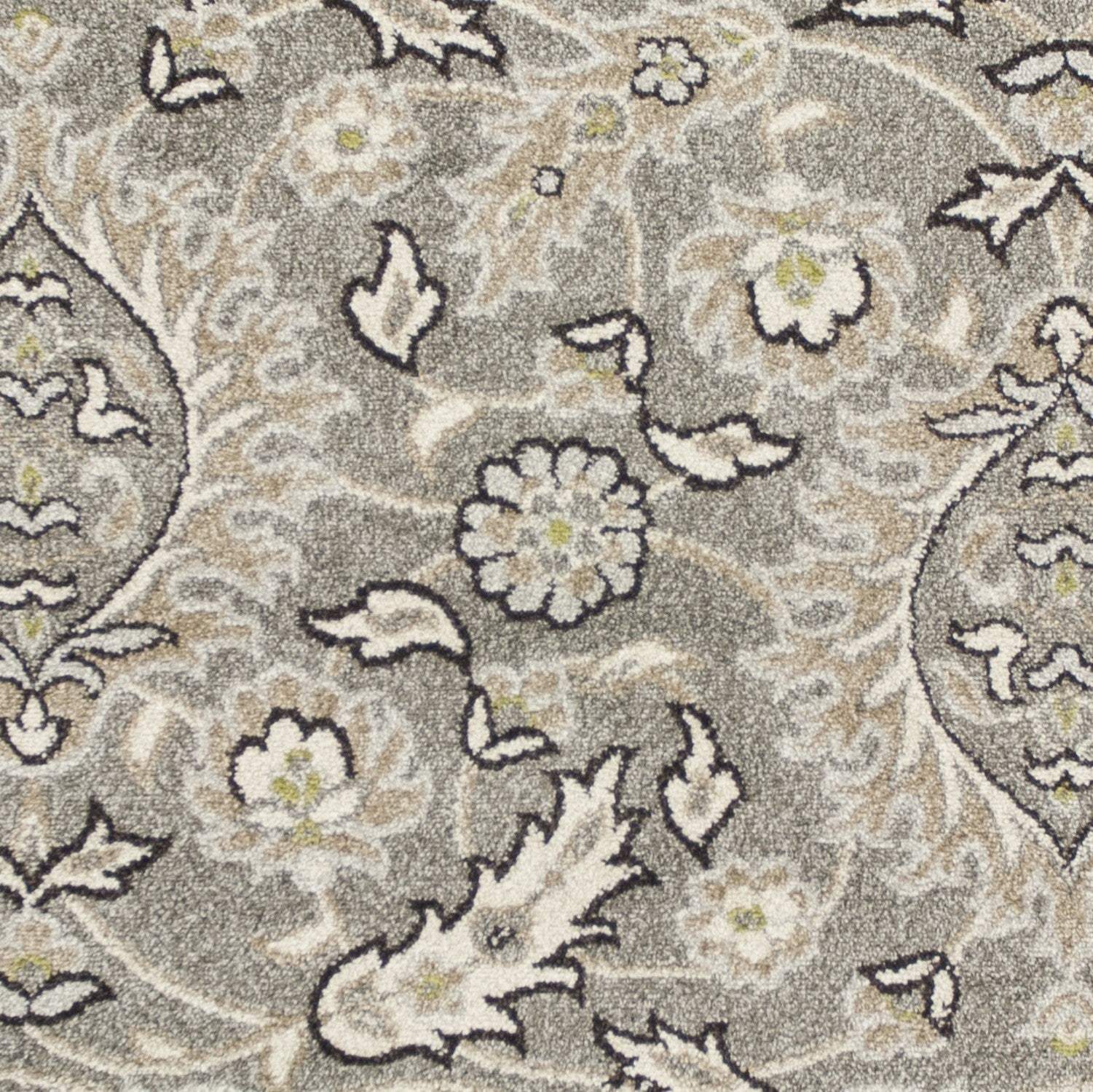 2' X 4' Gray and Ivory Floral Area Rug - Image 3