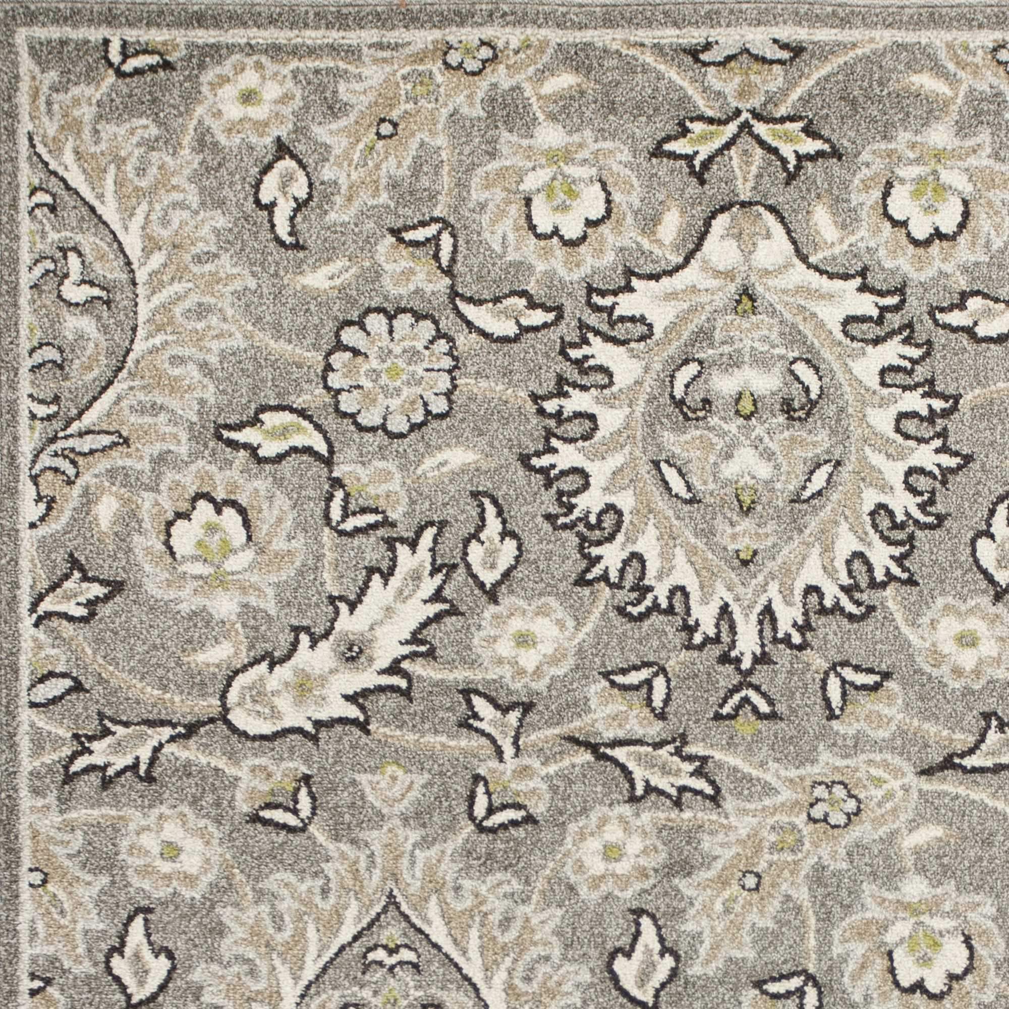 2' X 4' Gray and Ivory Floral Area Rug - Image 4