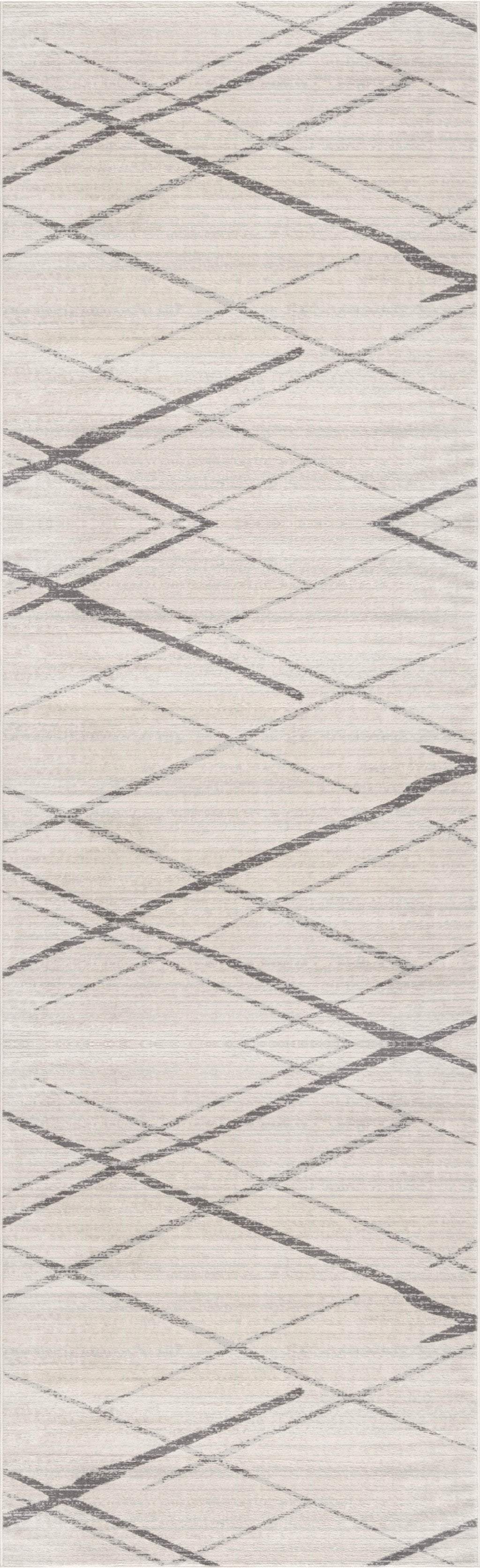 2' X 4' Gray and Ivory Geometric Area Rug - Image 2