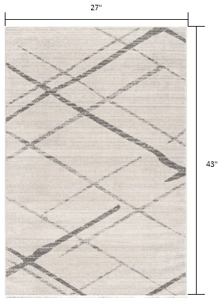 2' X 4' Gray and Ivory Geometric Area Rug - Image 3