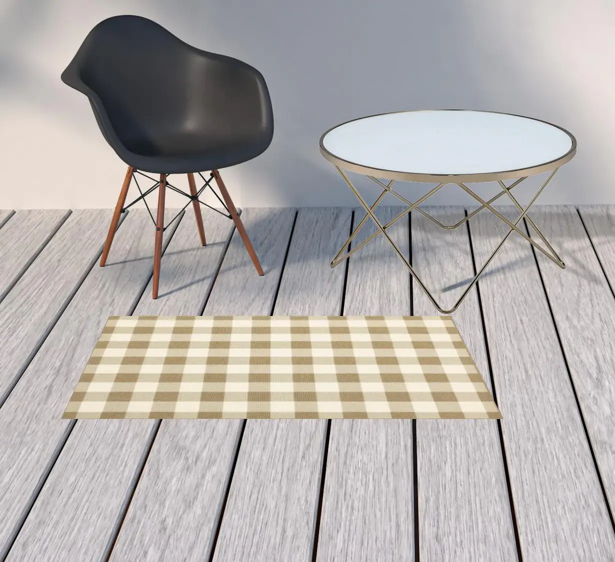 2' X 4' Gray and Ivory Geometric Stain Resistant Indoor Outdoor Area Rug - Image 2