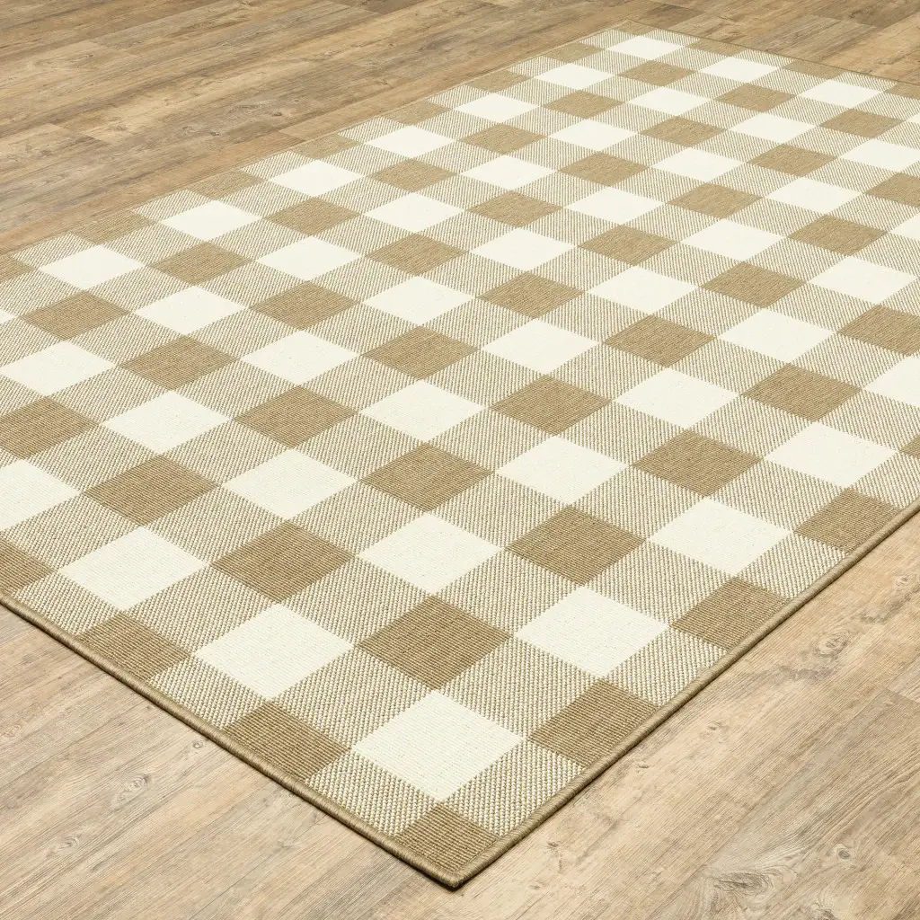 2' X 4' Gray and Ivory Geometric Stain Resistant Indoor Outdoor Area Rug - Image 5