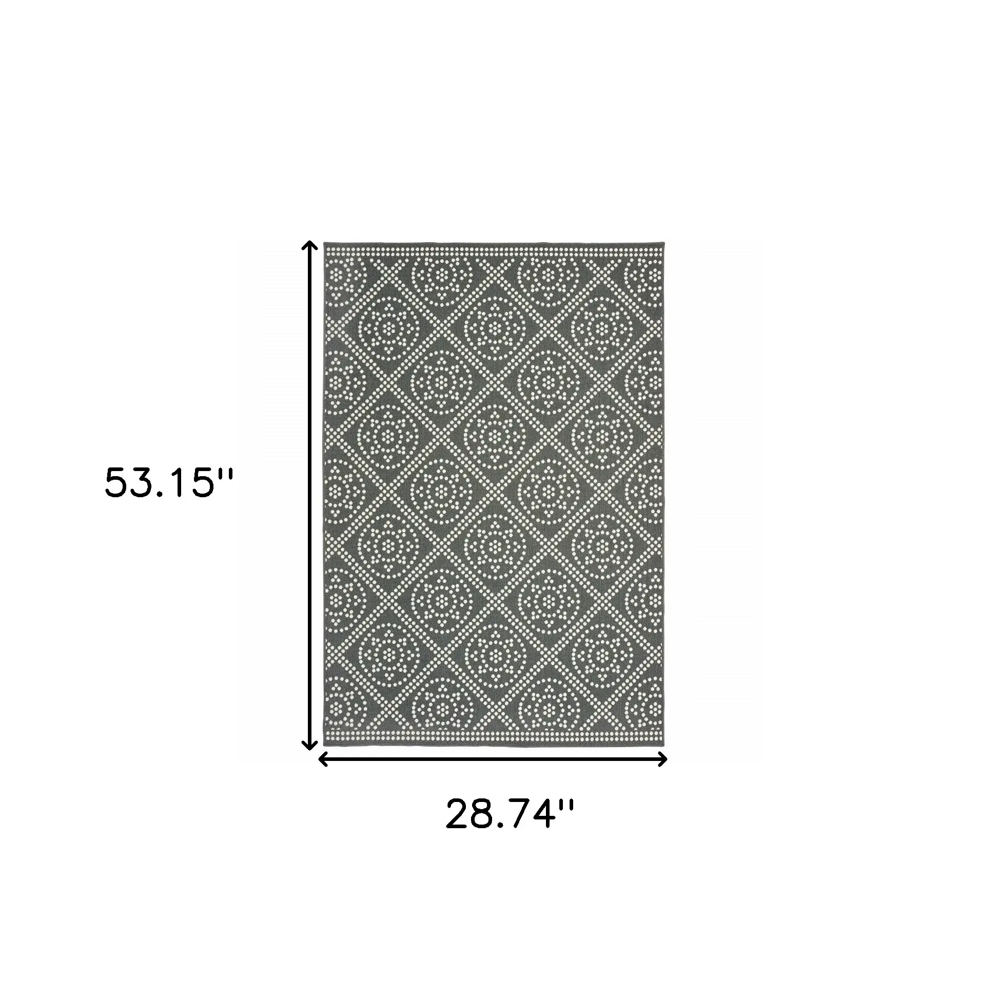 2' X 4' Gray and Ivory Geometric Stain Resistant Indoor Outdoor Area Rug - Image 5