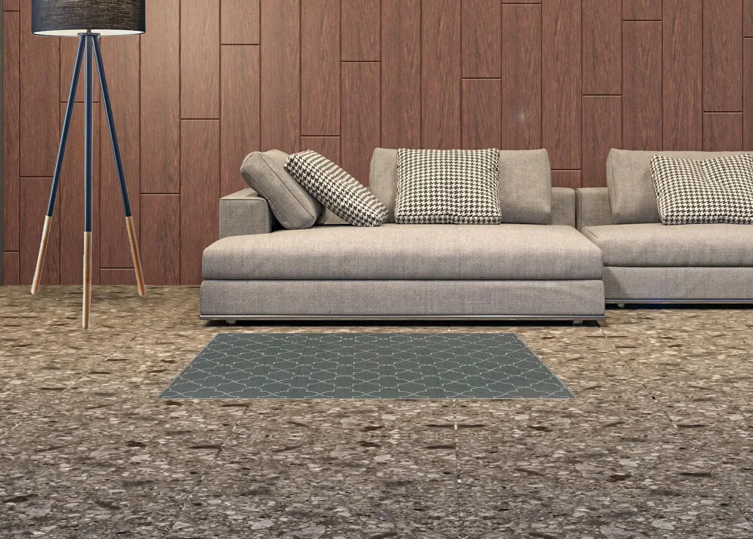 2' X 4' Gray and Ivory Geometric Stain Resistant Indoor Outdoor Area Rug - Image 2