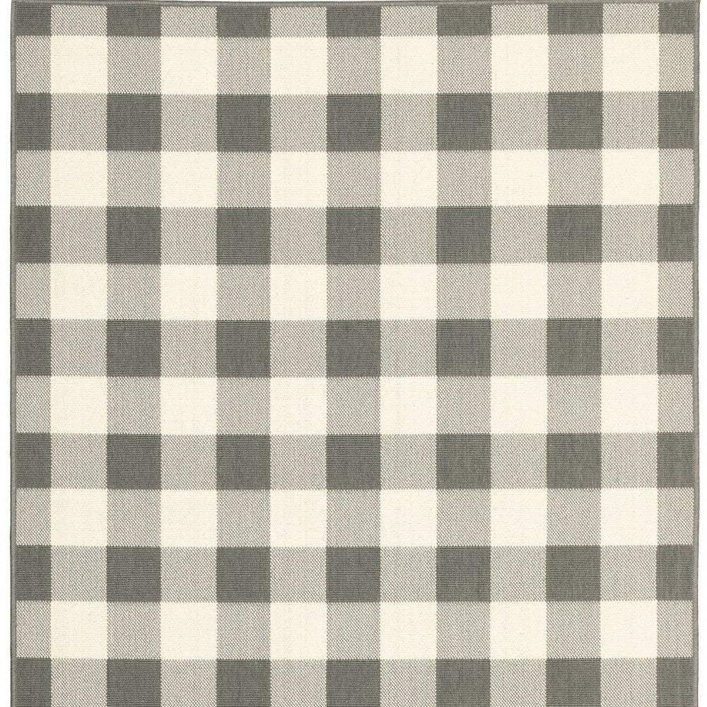 2' X 4' Gray and Ivory Indoor Outdoor Area Rug - Image 3
