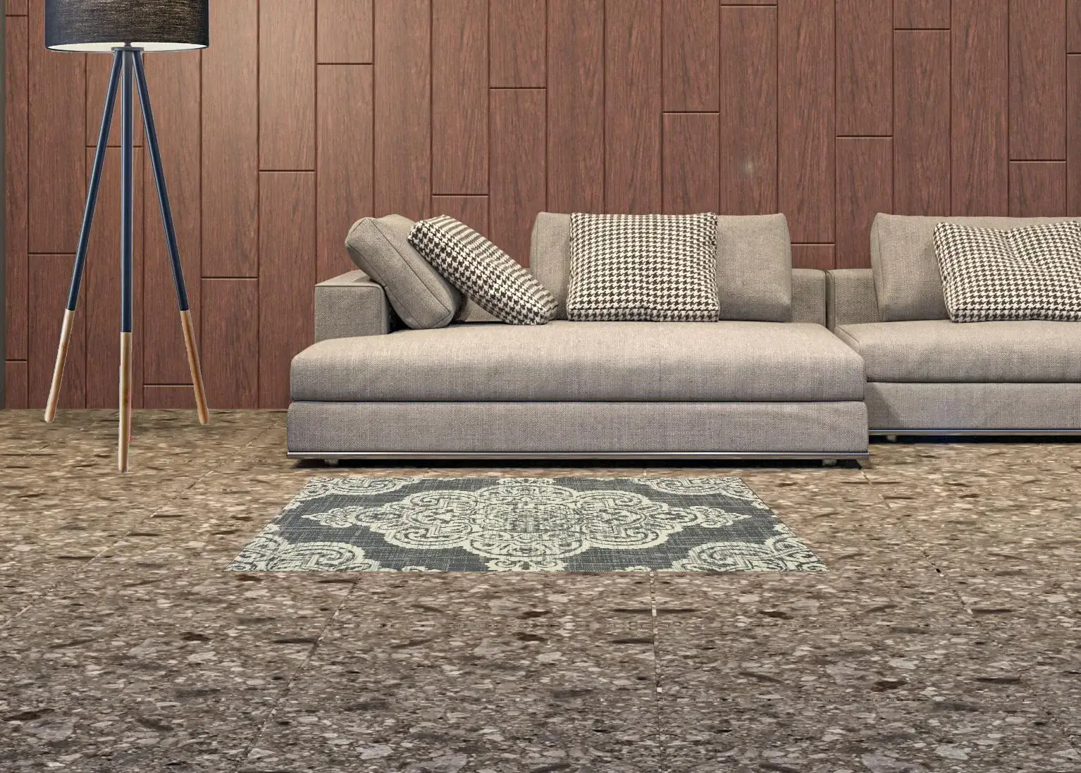 2' X 4' Gray and Ivory Oriental Stain Resistant Indoor Outdoor Area Rug - Image 2
