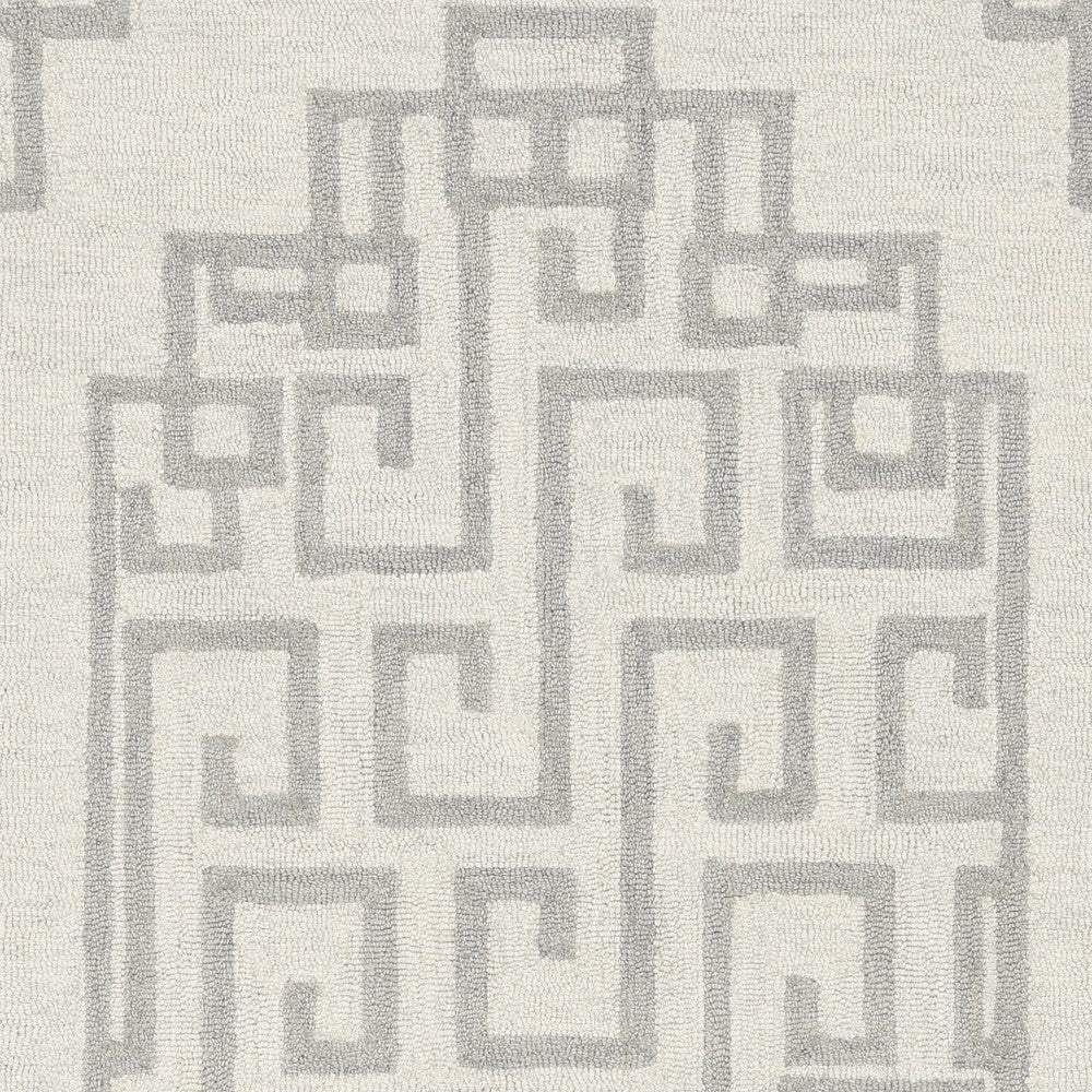 2' X 4' Gray and Ivory Wool Medallion Hand Tufted Area Rug - Image 5