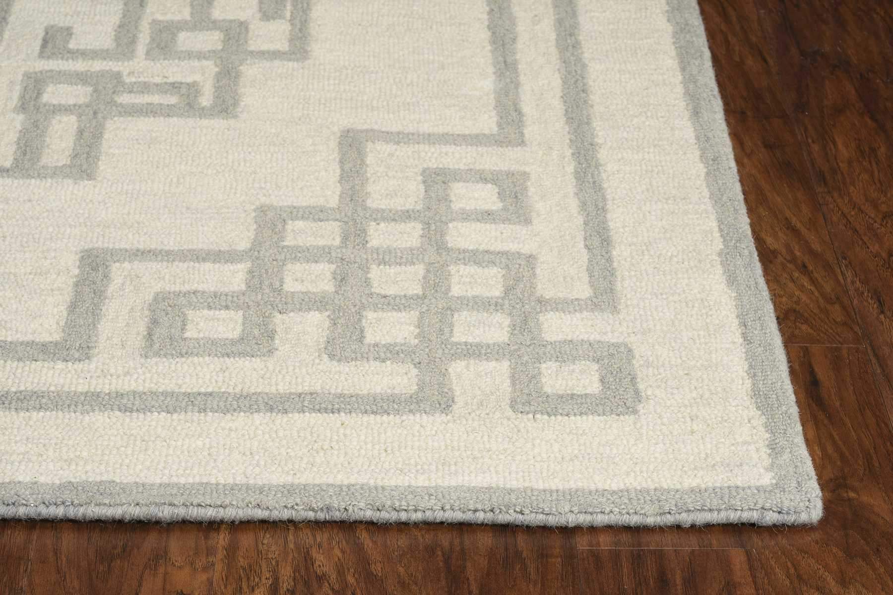 2' X 4' Gray and Ivory Wool Medallion Hand Tufted Area Rug - Image 6