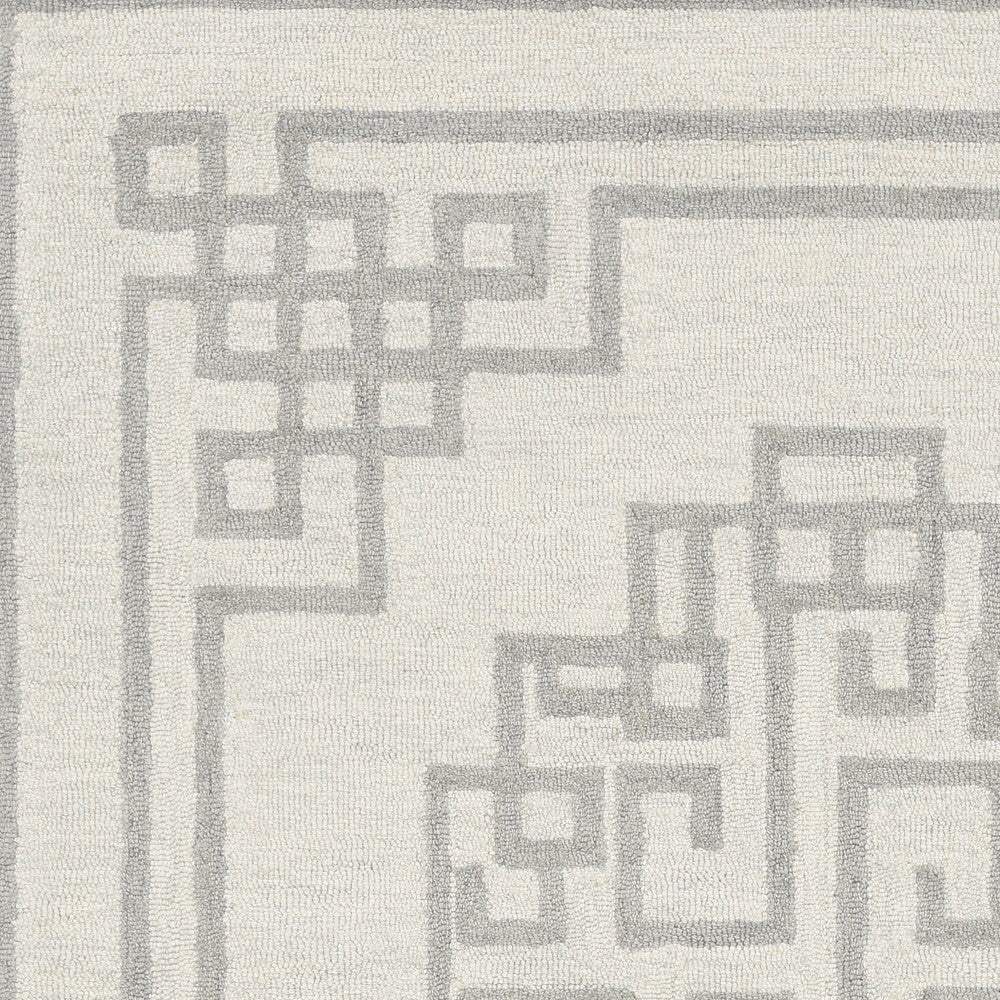 2' X 4' Gray and Ivory Wool Medallion Hand Tufted Area Rug - Image 7