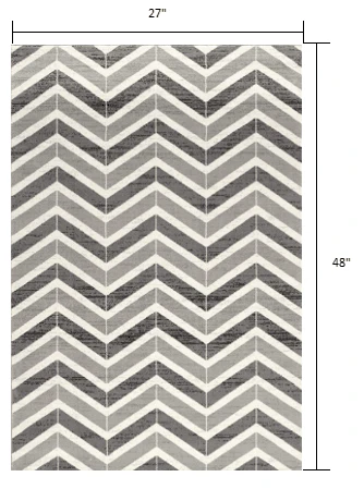 2' X 4' Gray Chevron Dhurrie Area Rug - Image 3